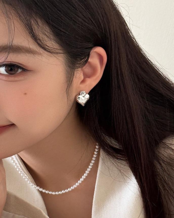 Rose Heart Earrings