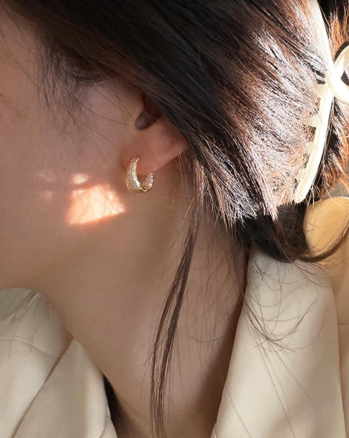 Full Zircon Stone Hoop Earrings