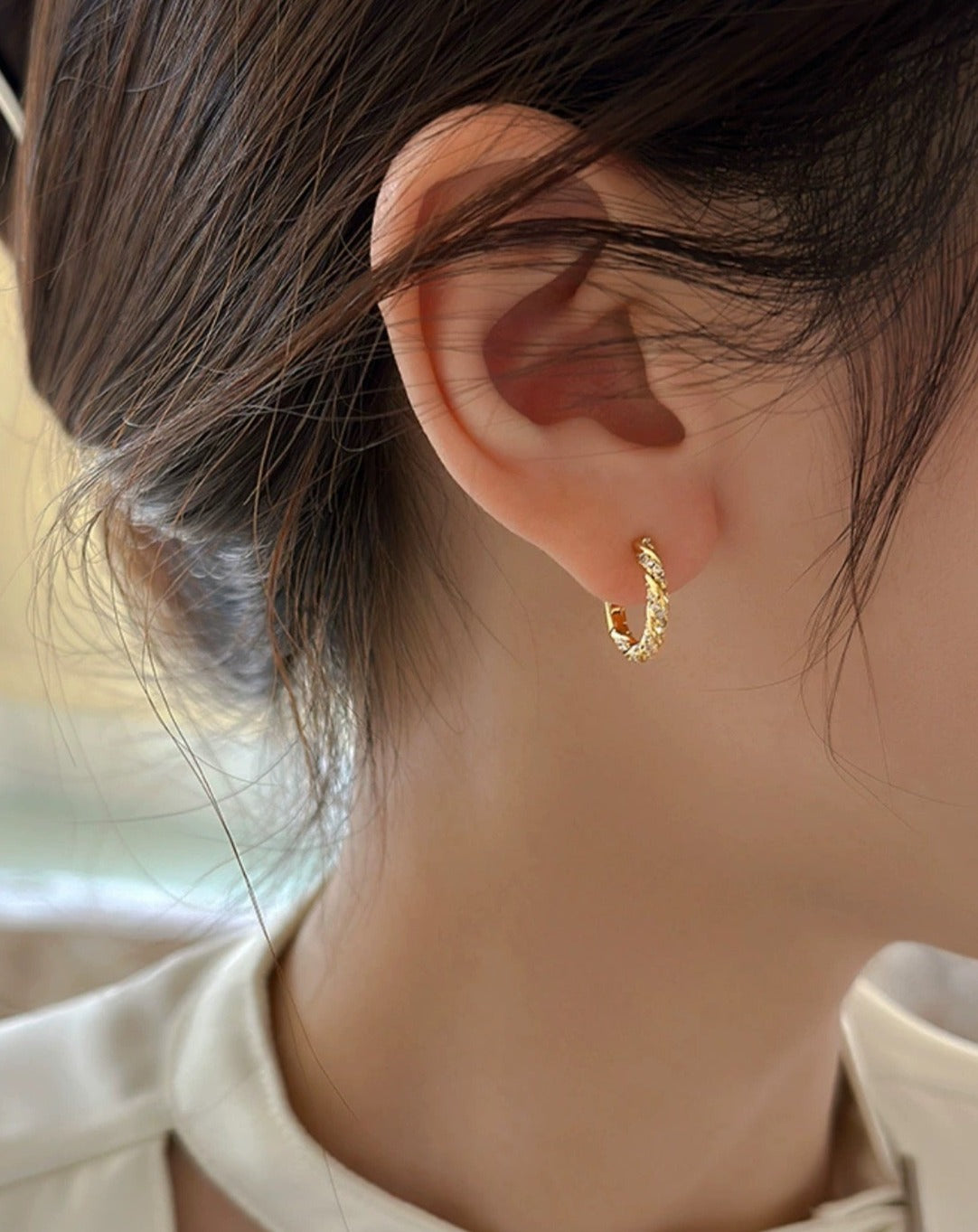 Möbius Twisted Gold Hoop Earrings