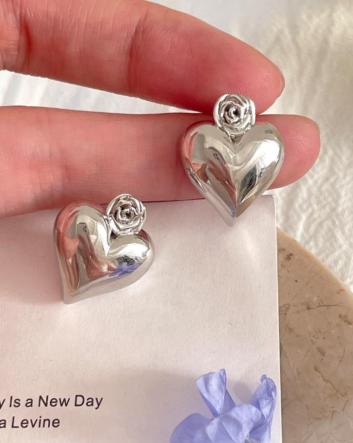 Rose Heart Earrings