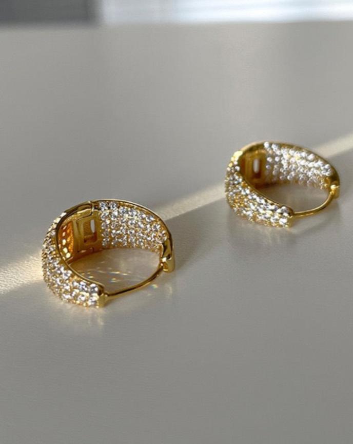 Full Zircon Stone Hoop Earrings
