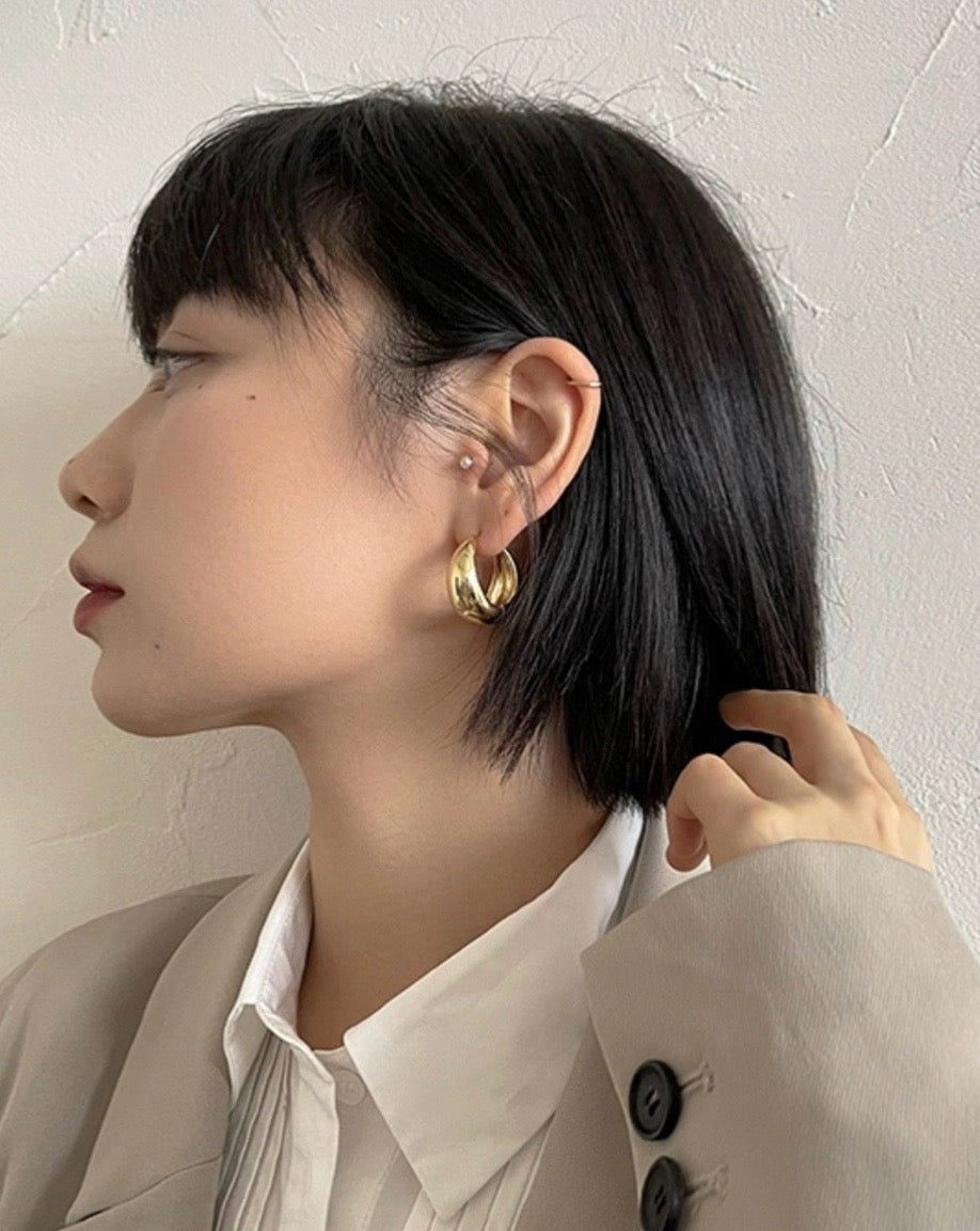 Fashion Gold Hoop Huggie Clip-on Earrings