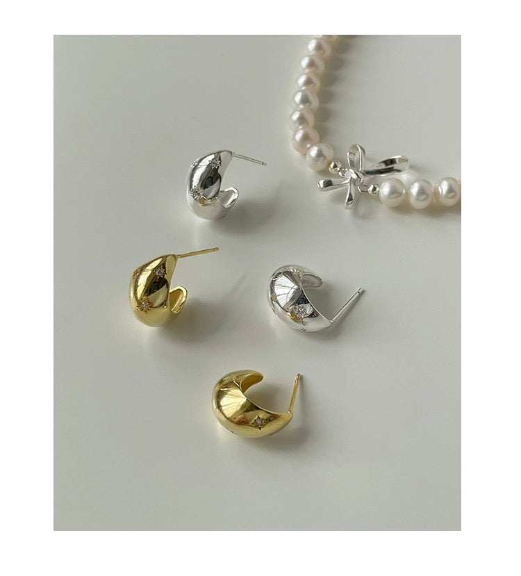 Fashion Teardrop Octagram Silver/Gold Earrings Layout