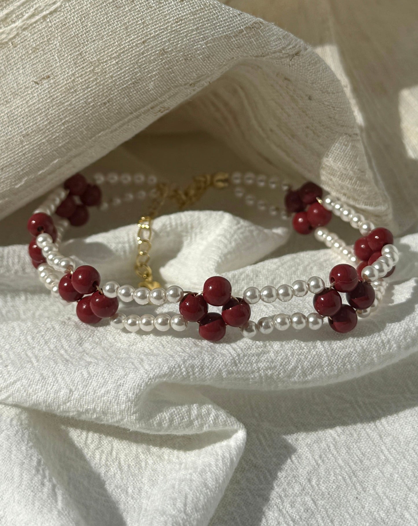 Handmade Elegance Cinnabar Pearl Bracelet