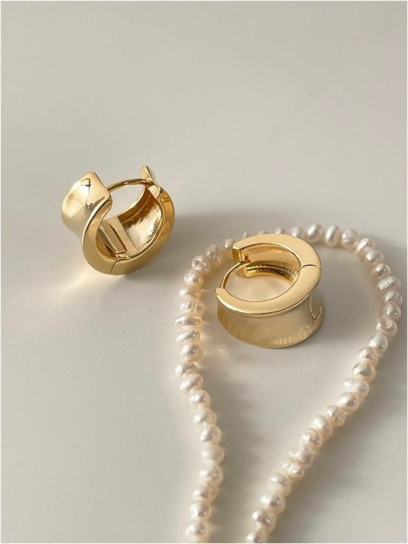 Gold Bold Huggie Hoop Clip-On Earrings