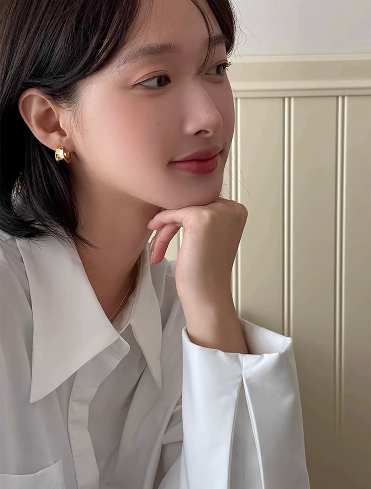 Gold Bold Huggie Hoop Clip-On Earrings