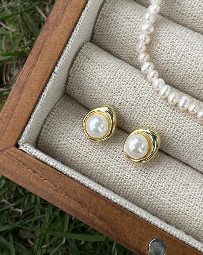 Gold French Pearl Earrings