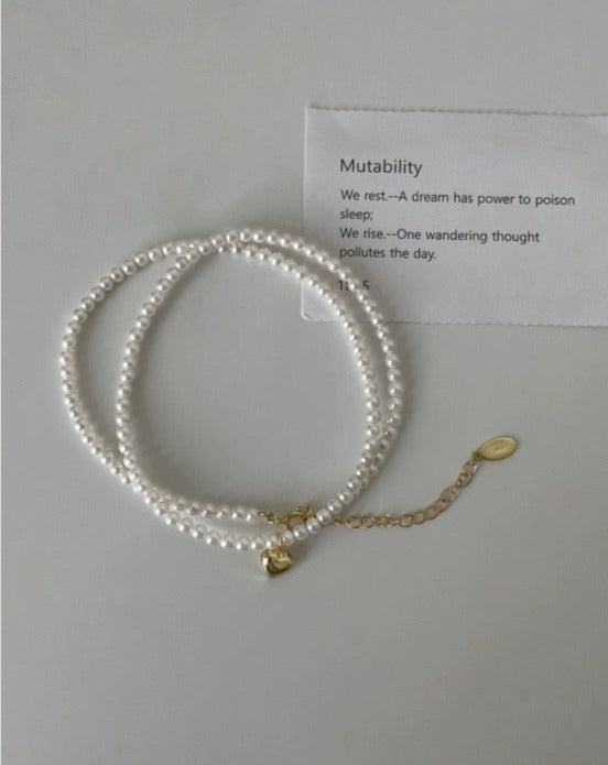 Gold Heart Pearl Choker Necklace for women