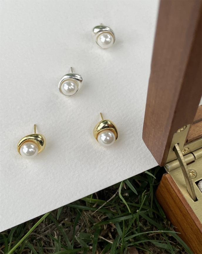 Gold and Silver French Pearl Earrings