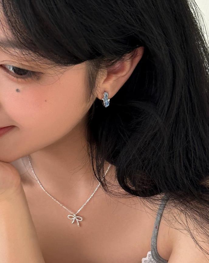 Blue Crystal Hoop Earrings