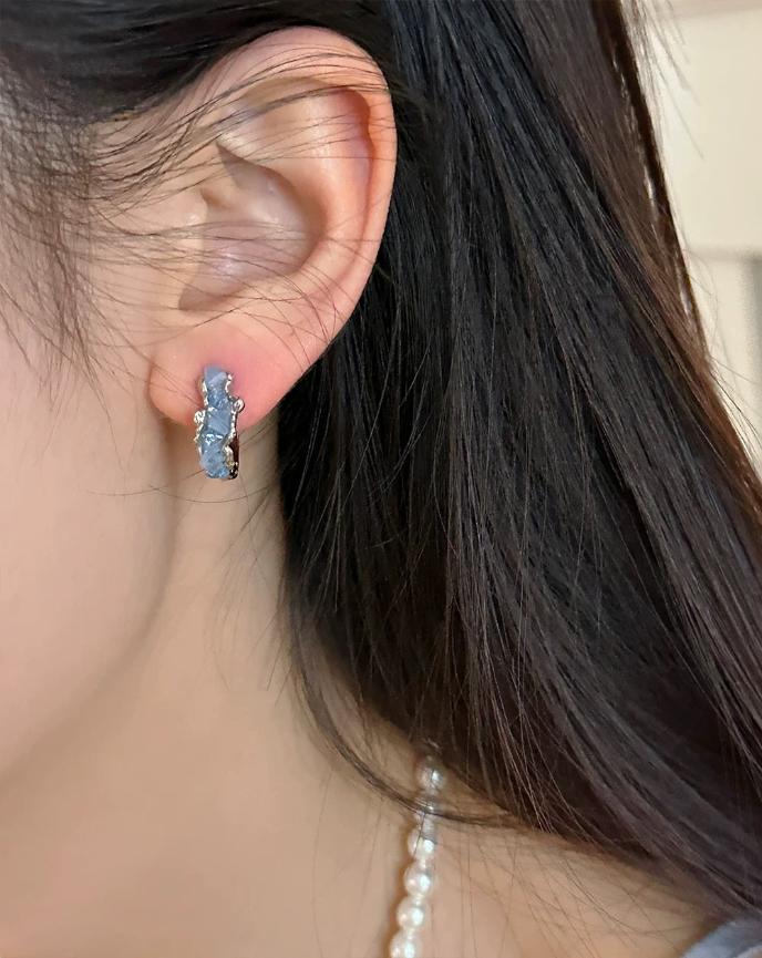 Blue Crystal Hoop Earrings