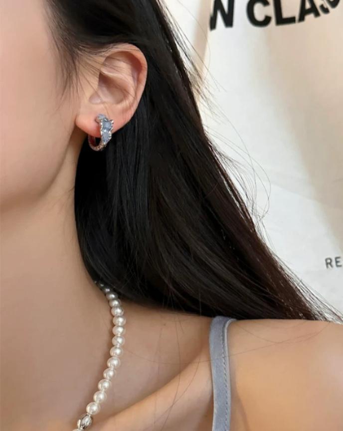 Blue Crystal Hoop Earrings