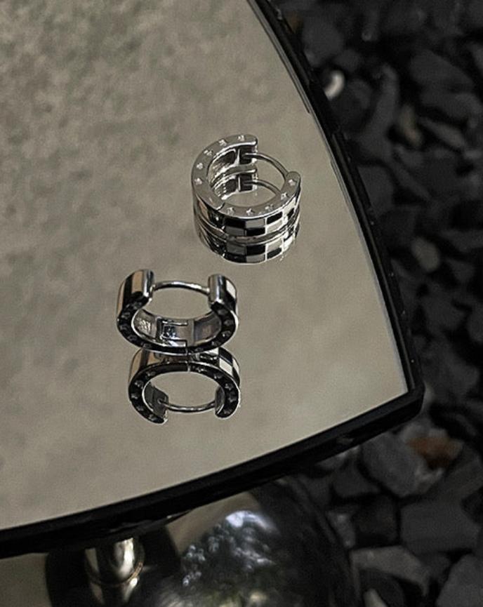 Checkerboard Hoop Earring