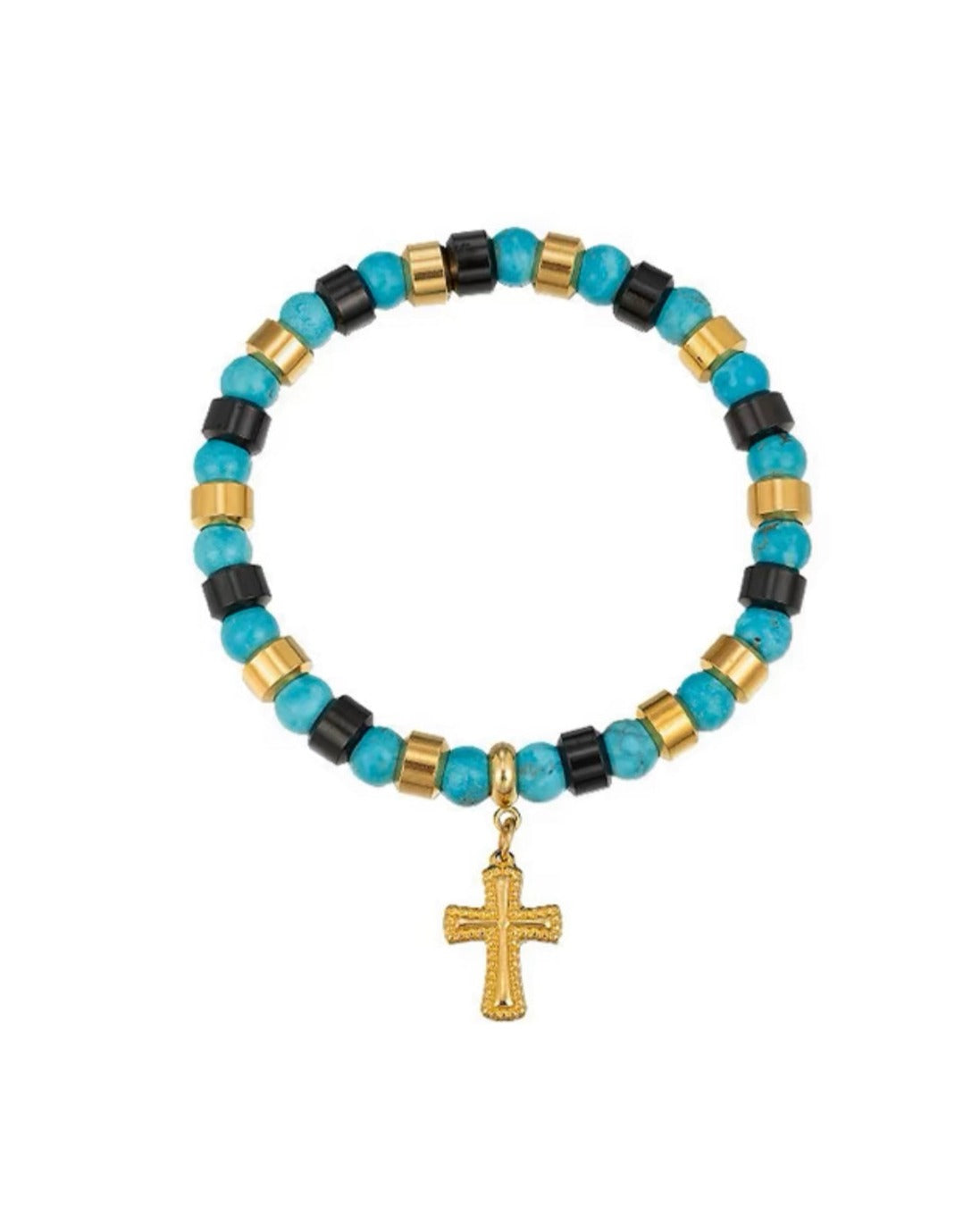 KREAM Urban Turquoise Pendant Cross Bracelet Clear Background