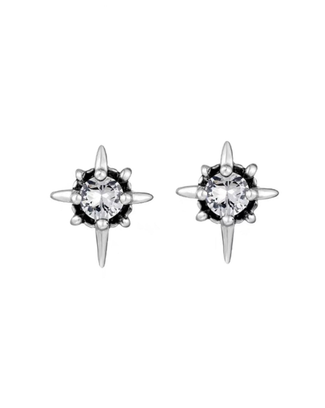 KREAM West Coast Multi-pointed Star Minimalist Cubic Zirconia Unisex Earrings Close