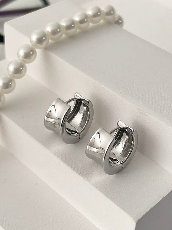 Silver Bold Huggie Hoop Clip-On Earrings