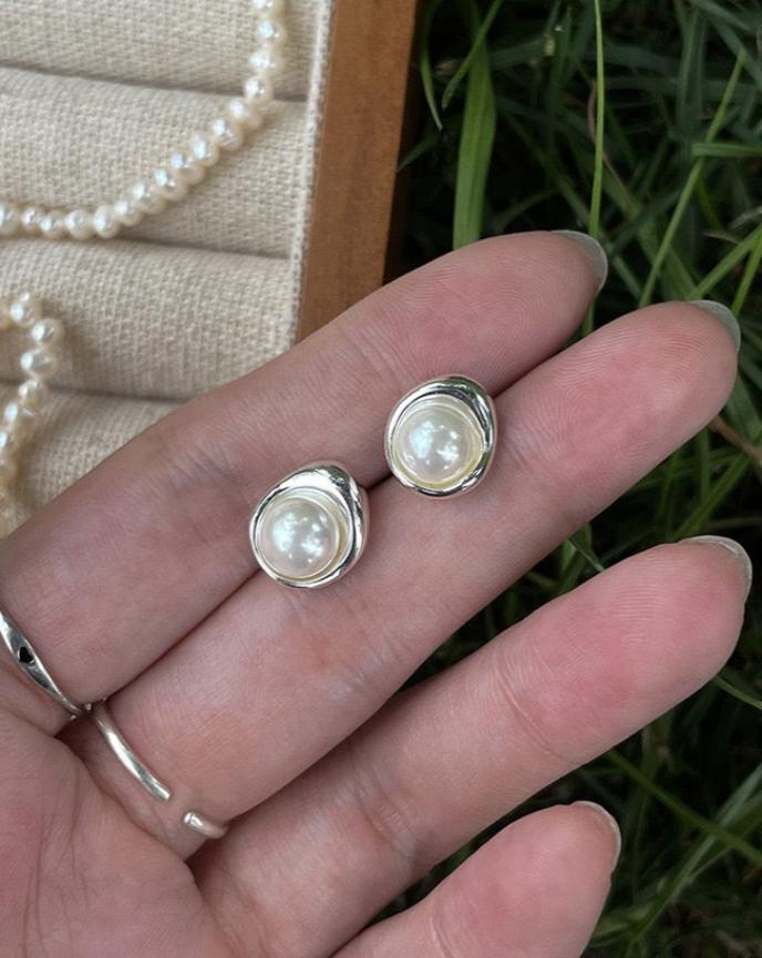 Silver French Pearl Earrings