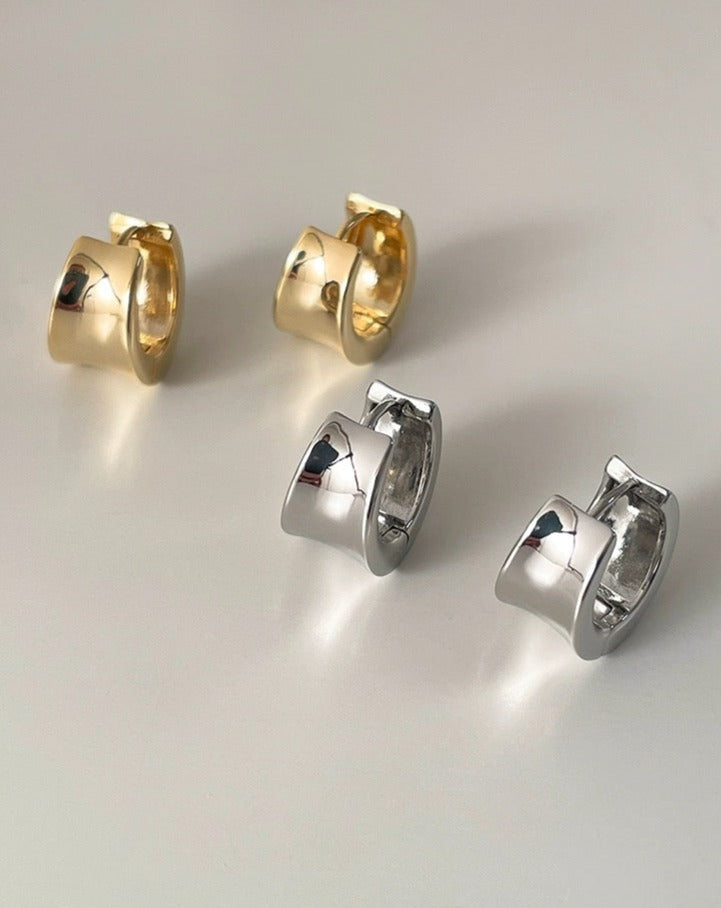 Silver and Gold Bold Huggie Hoop Clip-On Earrings
