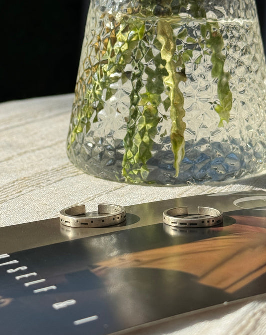 Morse Code Adjustable S925 Sterling Silver Couple Ring