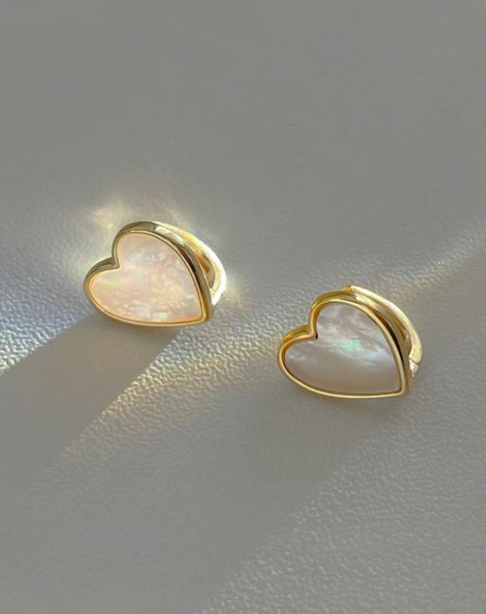 Agate Golden Heart Hoops