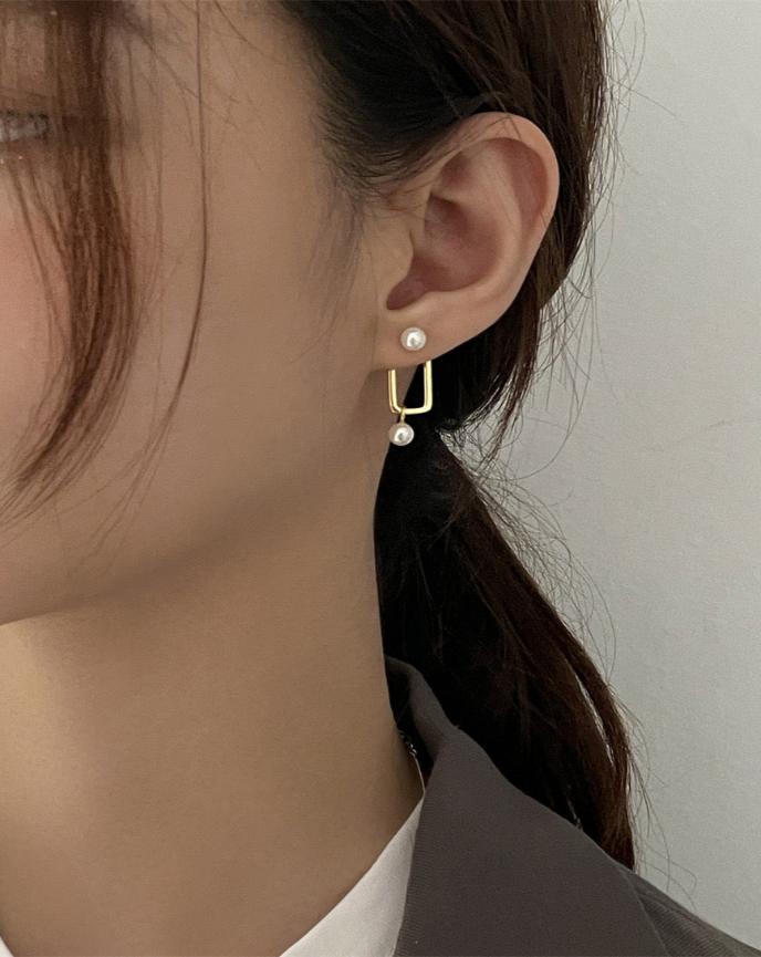 Pearl Square Drop Earrings