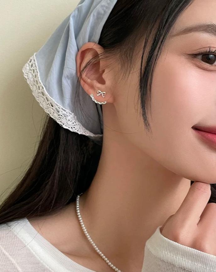 Bow Drop Earring on Model