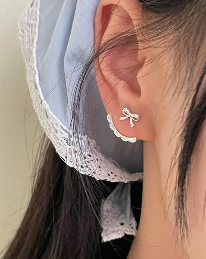 Bow Drop Earrings on Model