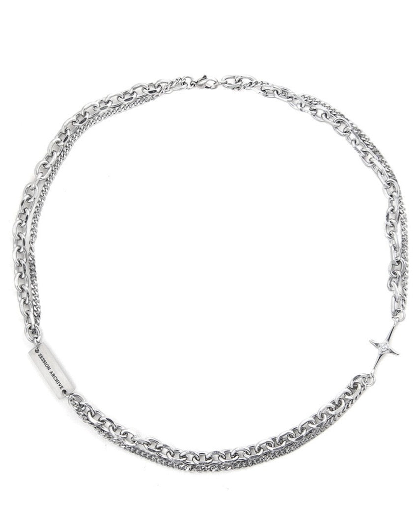 Cross Double Layer Design Versatile Necklace Clear Background