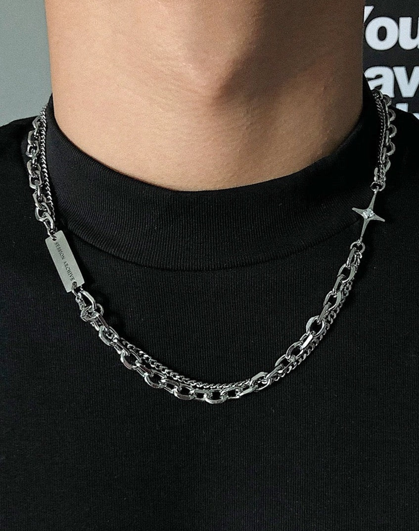 Cross Double Layer Design Versatile Necklace Model