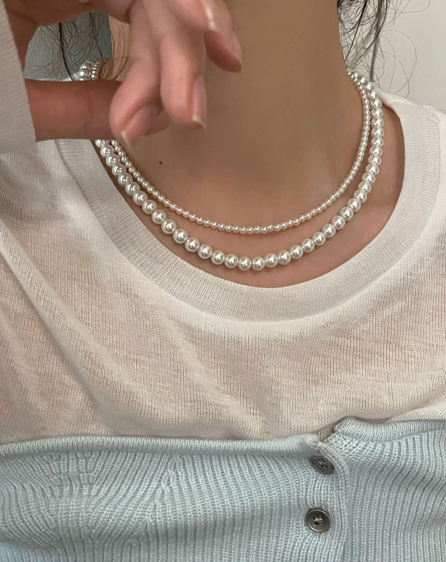 Elegant Danity Pearl Stackable Necklace