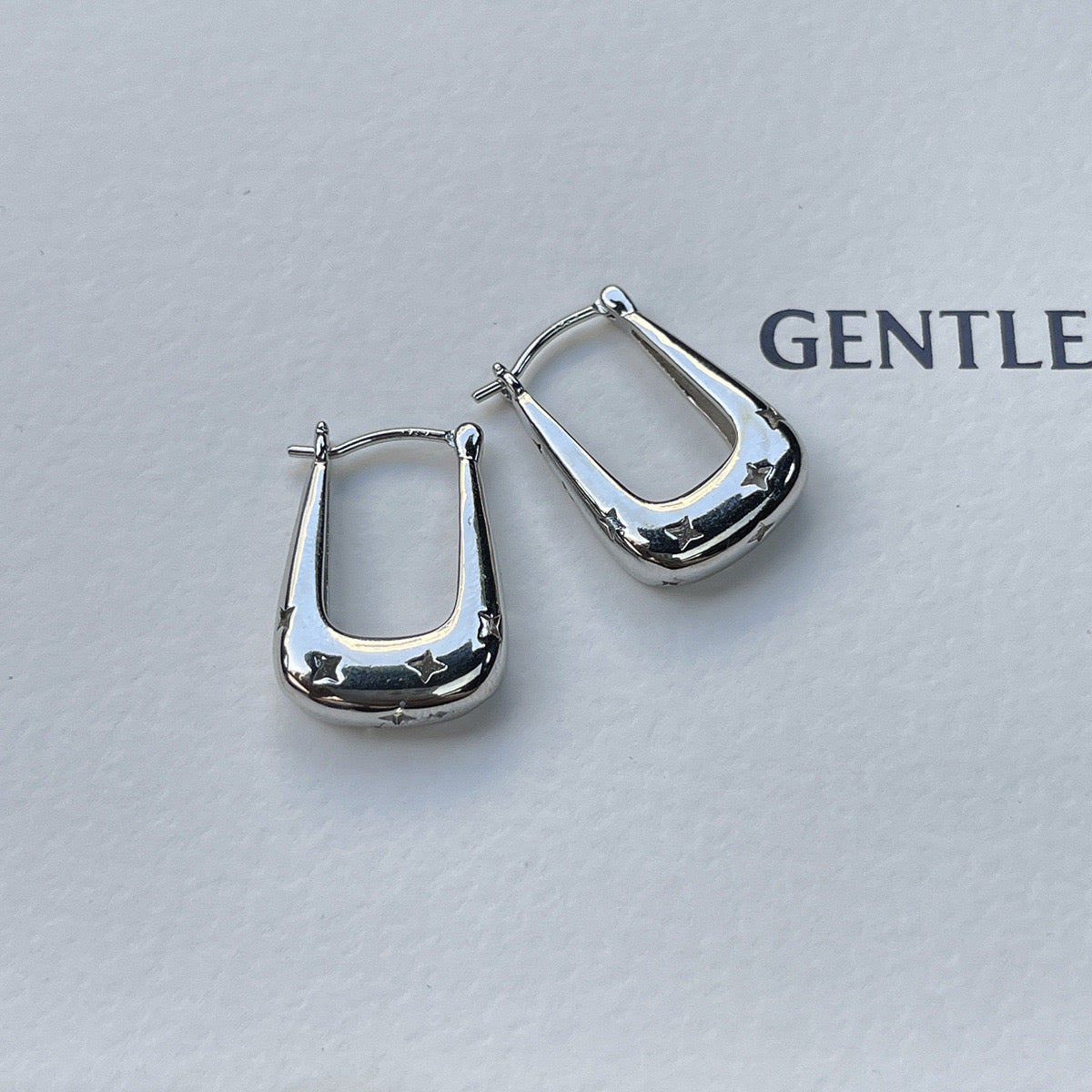 Star Hollow Square Hoop Earrings