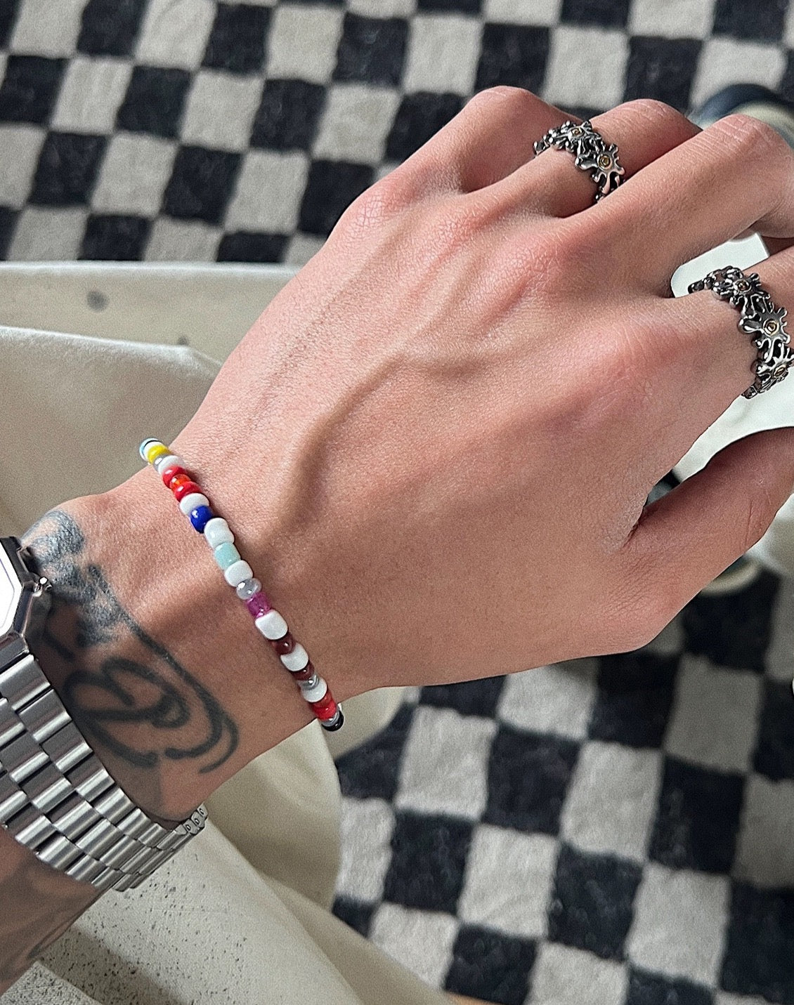 Festival Style Beaded Bracelet Model Close