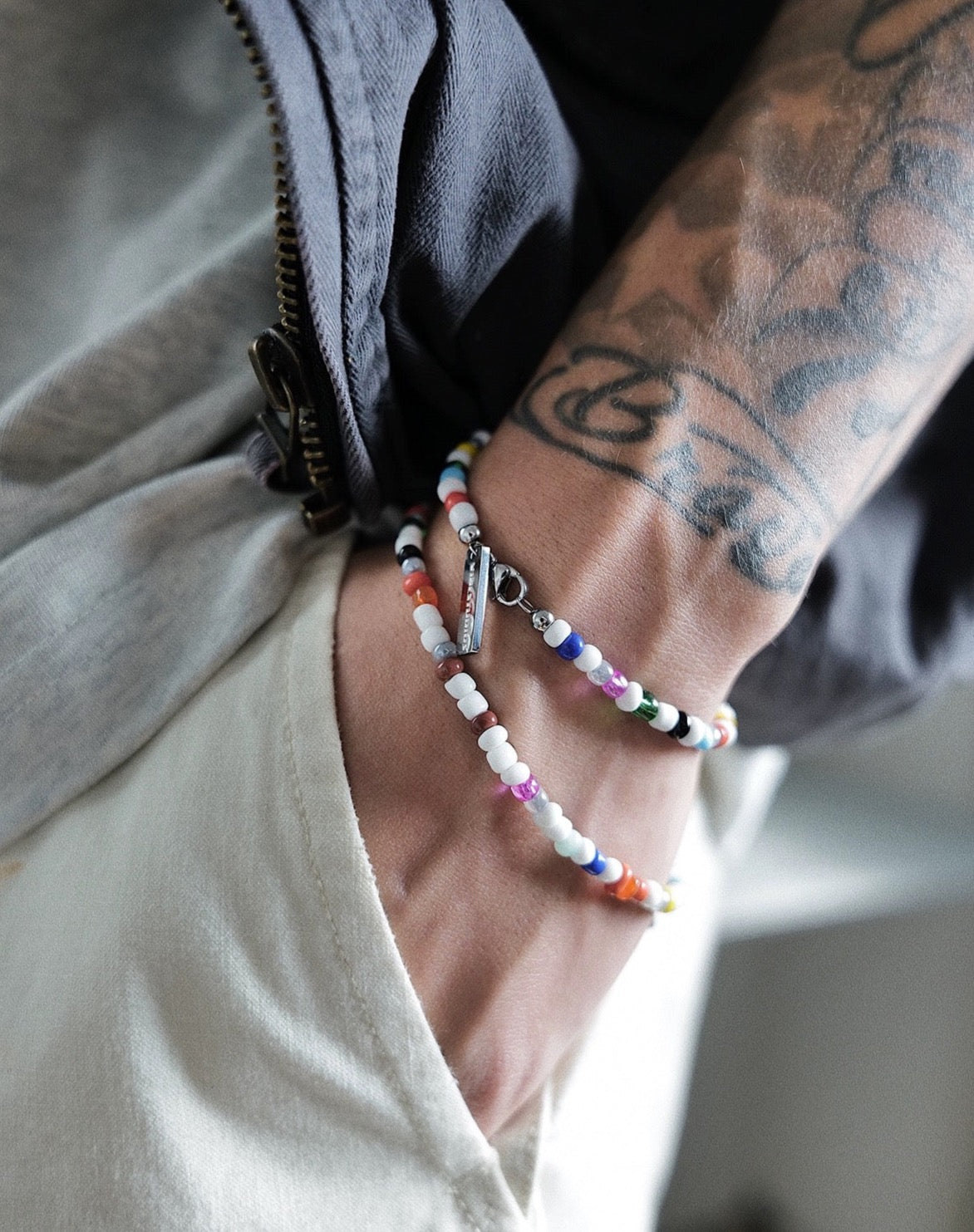 Festival Style Beaded Bracelet Model Close Double
