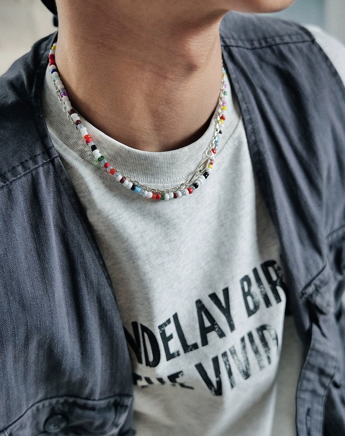 Festival Style Beaded Necklace Model Close