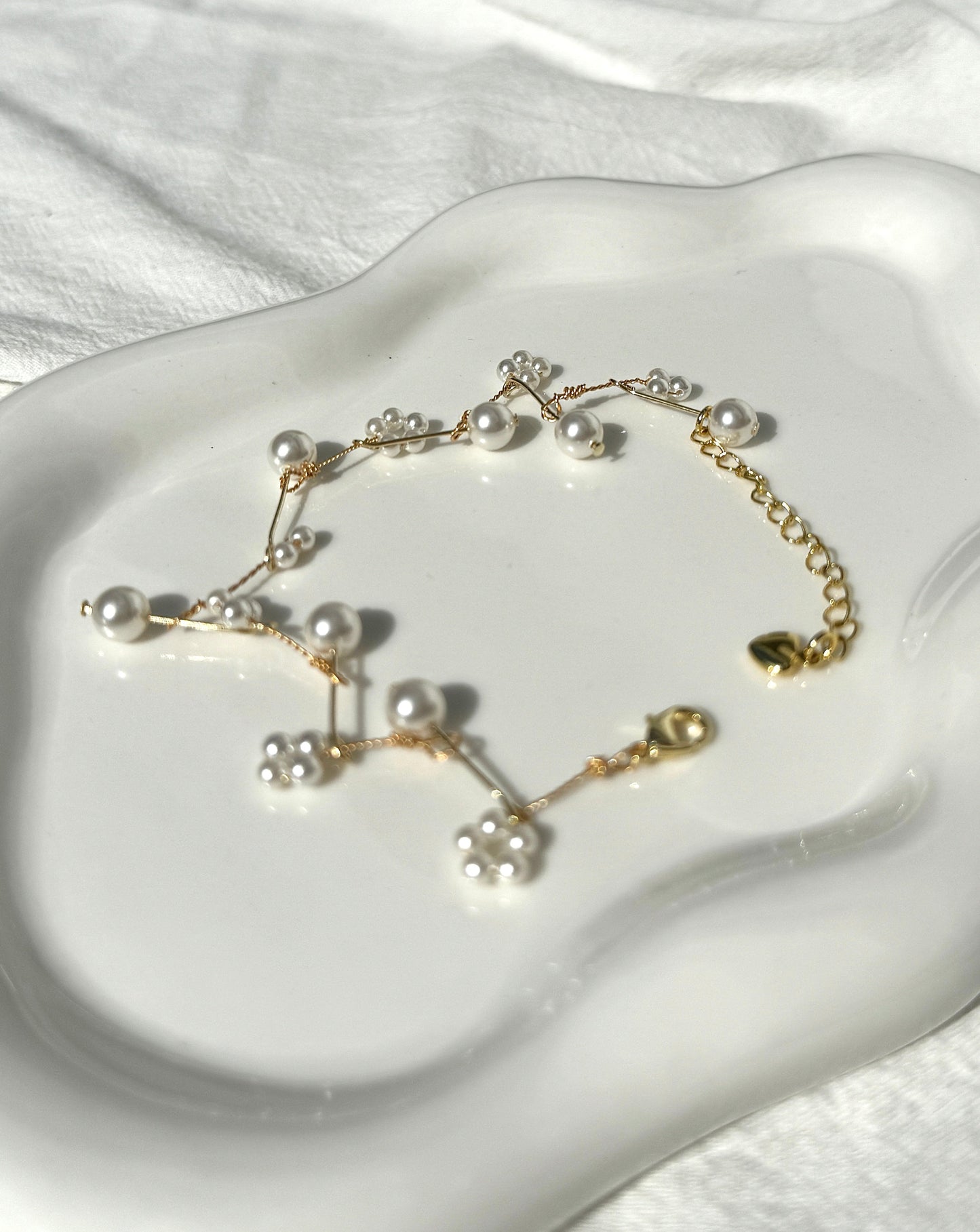 Elegant Limited Hand-Crafted Pearl 14k Gold-Plated Bracelets
