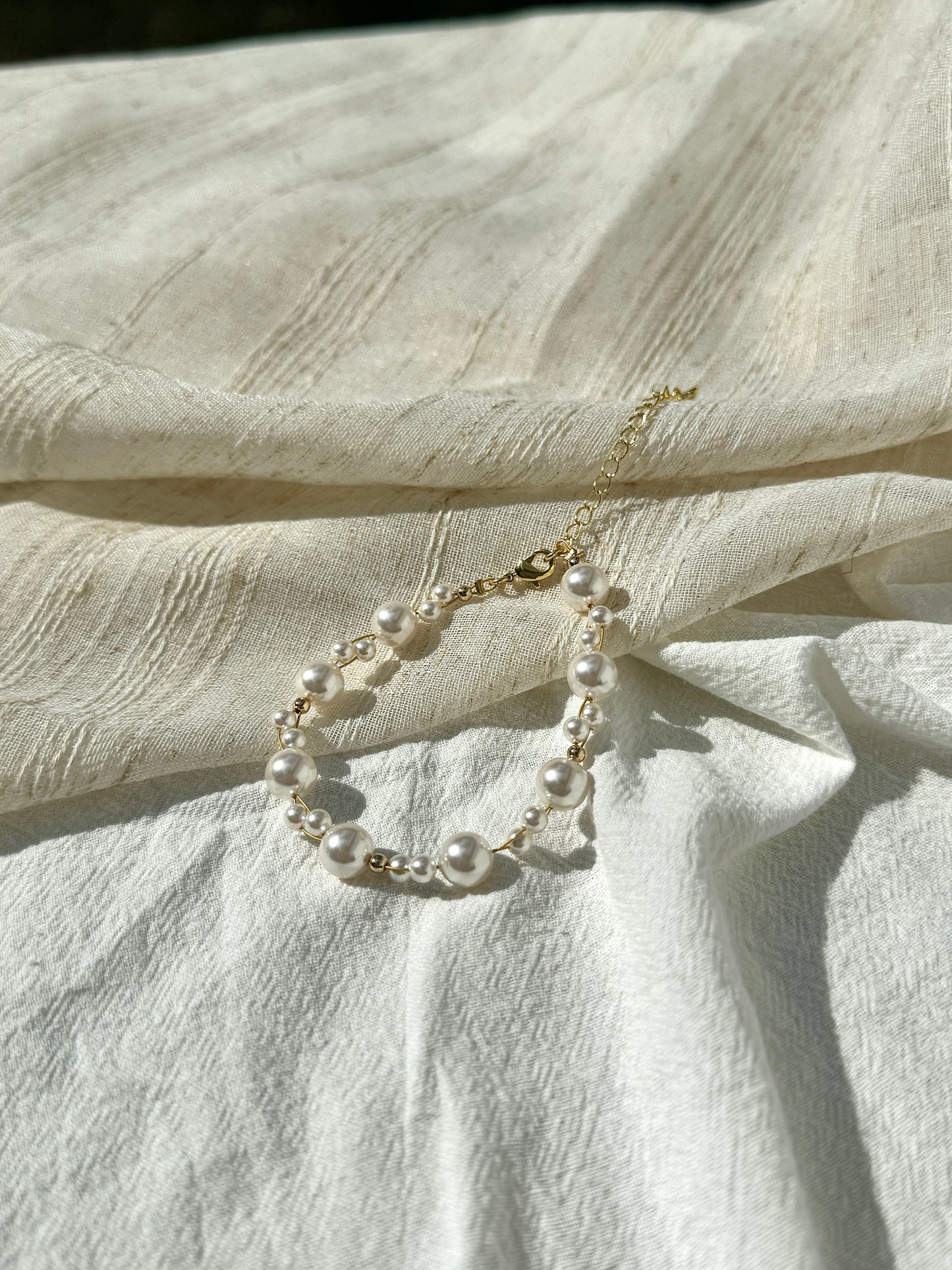 Handmade French Style Pearl 14k Gold-Plated Bracelet