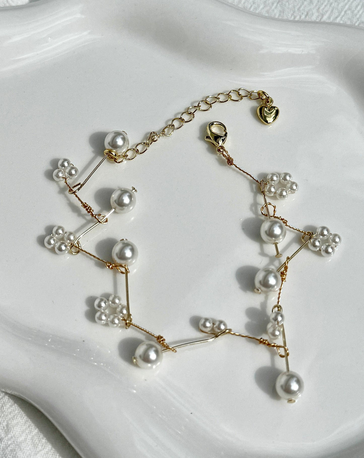 Elegant Limited Hand-Crafted Pearl 14k Gold-Plated Bracelets