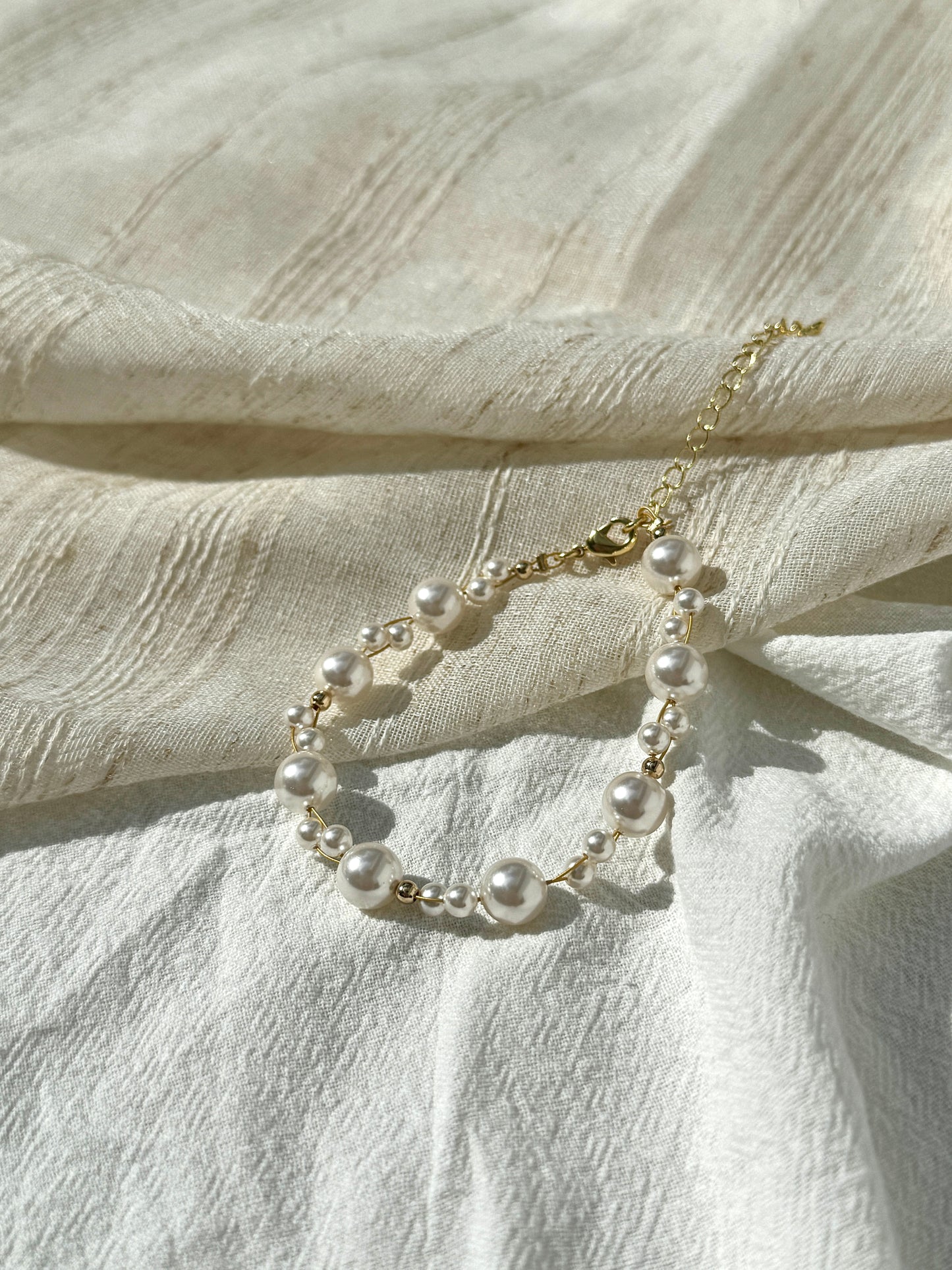 Handmade French Style Pearl 14k Gold-Plated Bracelet