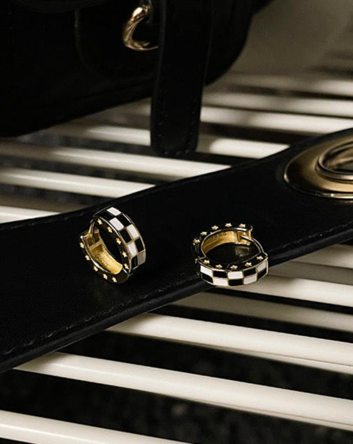 Gold Checkerboard Hoop Earrings