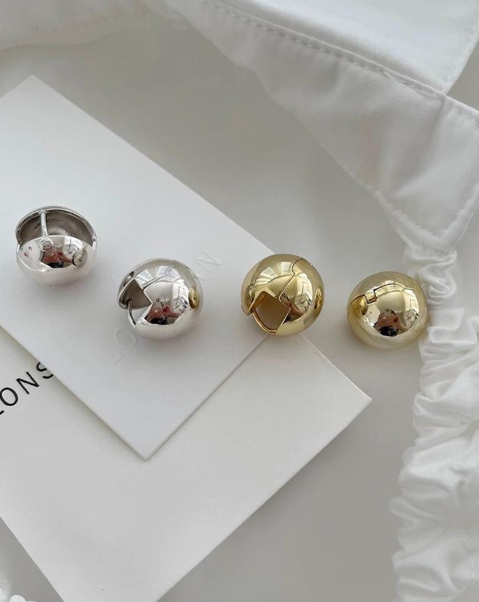 Gold and Gold Round Ball Earring