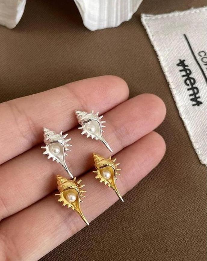 Gold and Silver Seashell Earrings