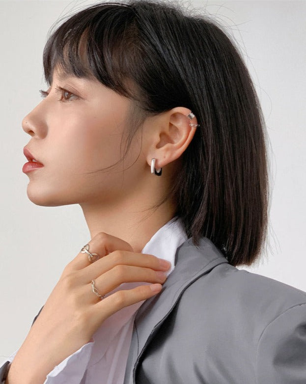 In Style Clip on Hoop Earrings Silver Gold Front Page