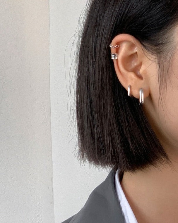 In Style Clip on Hoop Earrings Silver Model