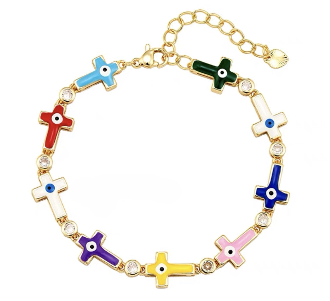 KREAM Fatima's Colorful Cross Unisex Fashion Hip-hop Bracelet Close Up