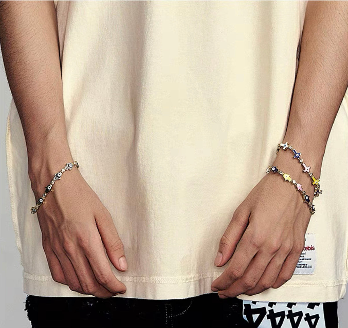 KREAM Fatima's Colorful Cross Unisex Fashion Hip-hop Bracelet Combo Model