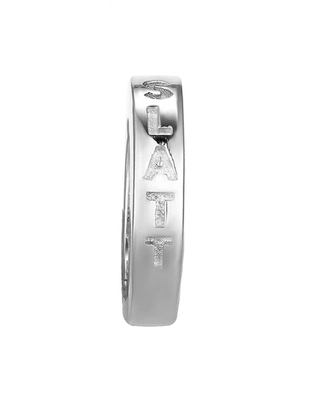 KREAM SLATT Engraved Ear Hoops Unisex Hip-hop Cultured Silver Earrings Close