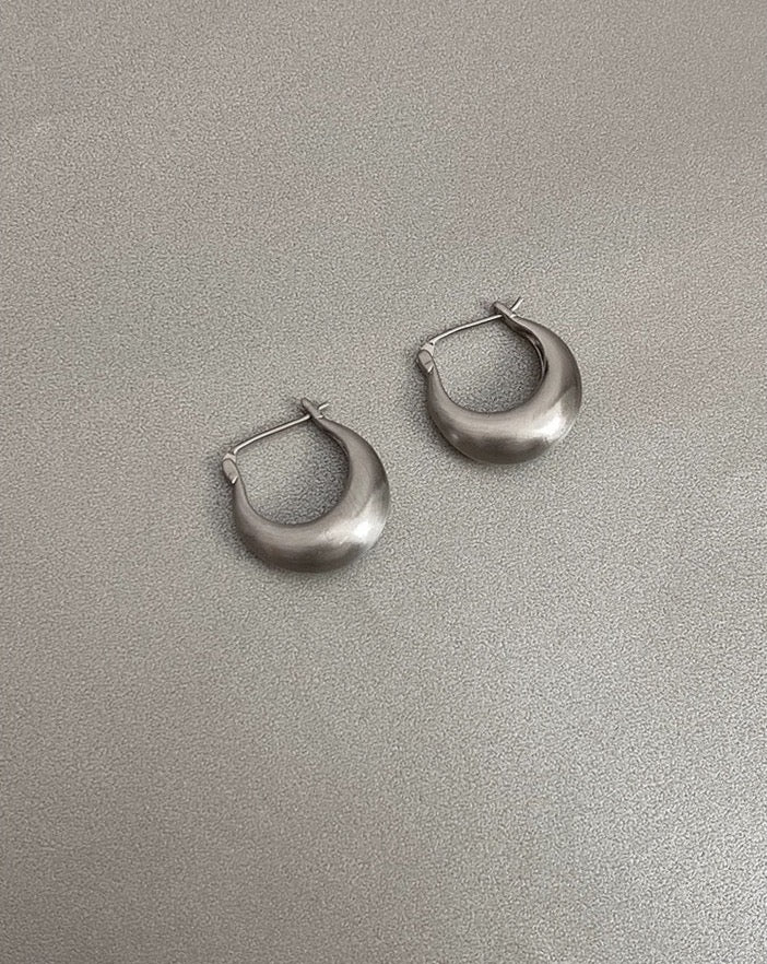 Minimalist Metal Brushed Matte Silver Texture Earrings