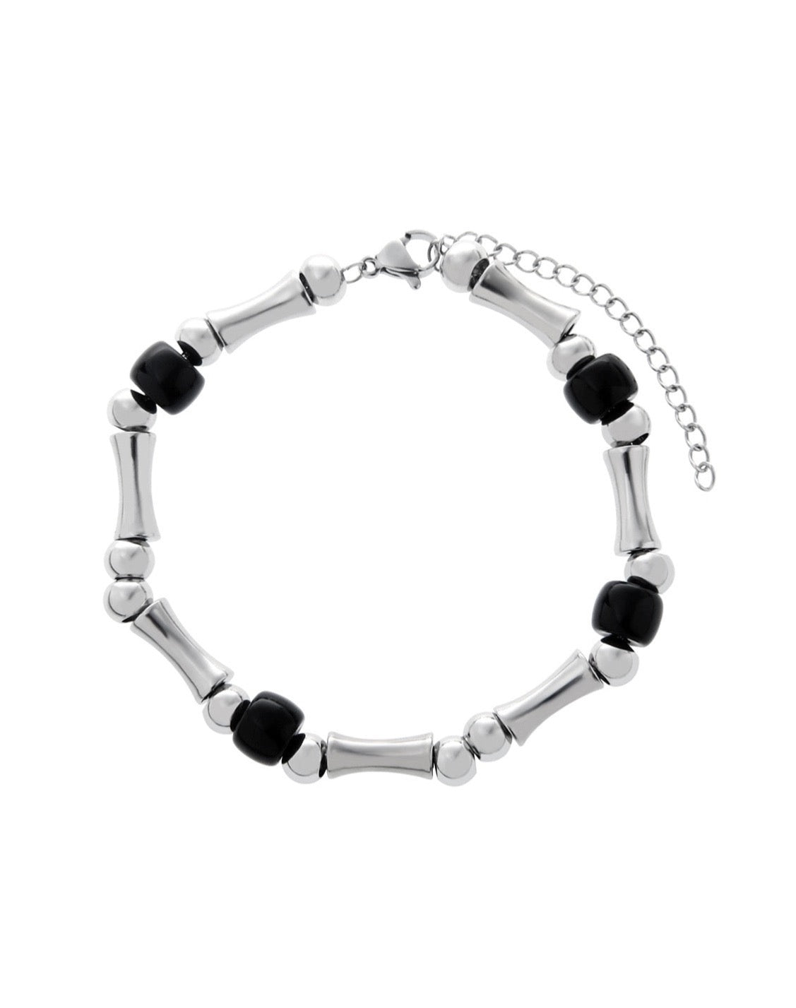 Obsidian Bamboo Joint Bracelet Close Up