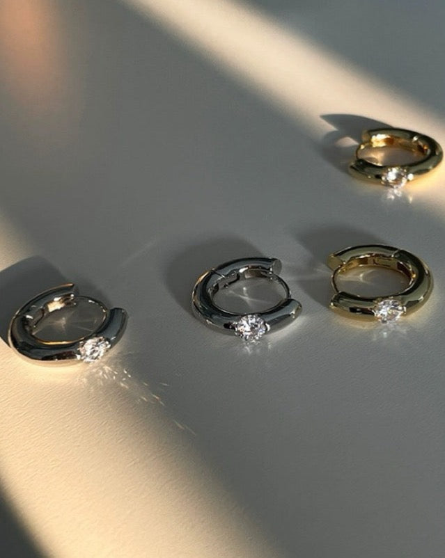 Shine Cubic Zirconia Hoop Earrings in Silver and gold